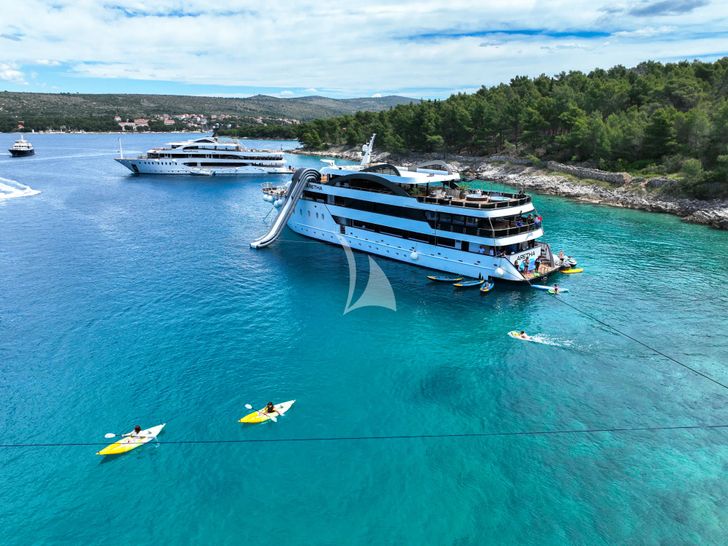 ARETHA Custom Yacht 45m - anchored with the water toys ARETHA Custom Yacht 45m - anchored with the water toys