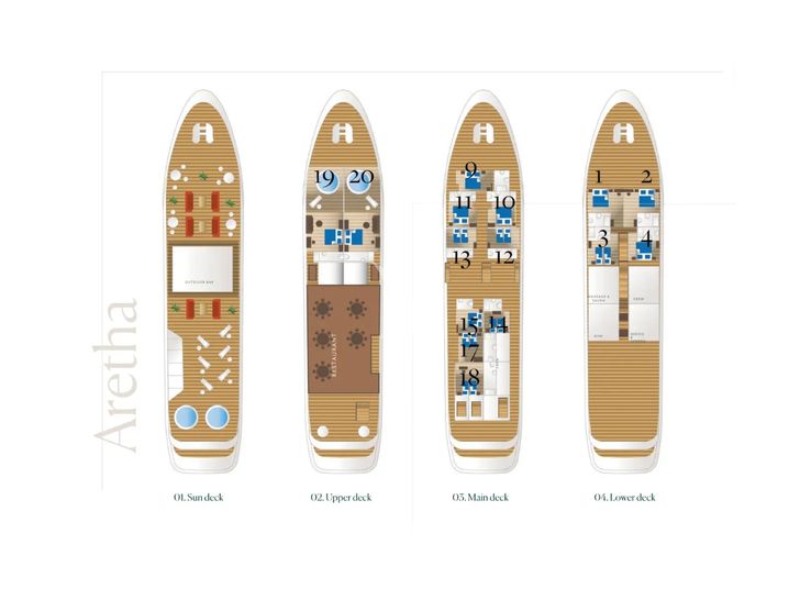 ARETHA Custom Yacht 45m - layout ARETHA Custom Yacht 45m - layout
