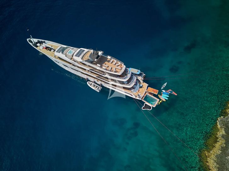 ARGO Custom 55m - anchored with the water toys ARGO Custom 55m - anchored with the water toys