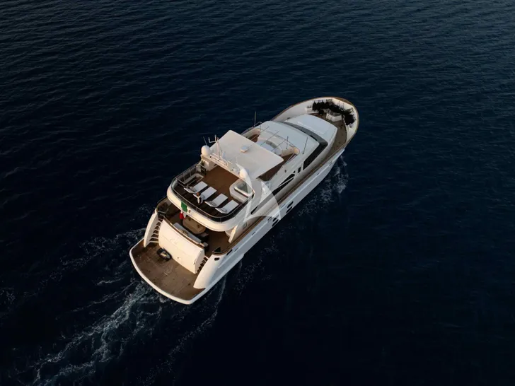 ARIA C.Boat 28m - anchored aerial shot ARIA C.Boat 28m - anchored aerial shot