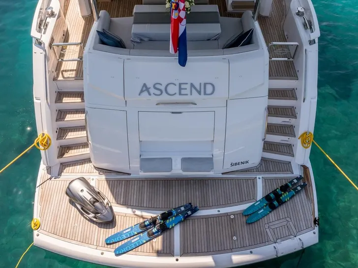 ASCEND Sunseeker 23m - aft swim platform with the water toys ASCEND Sunseeker 23m - aft swim platform with the water toys