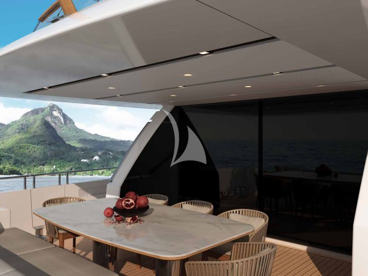 ASTRIMARE Sanlorenzo SL86 - aft alfresco dining area ASTRIMARE Sanlorenzo SL86 - aft alfresco dining area