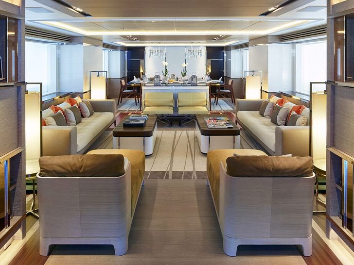 ASYA Heesen 74m main deck saloon dining ASYA Heesen 74m main deck saloon dining