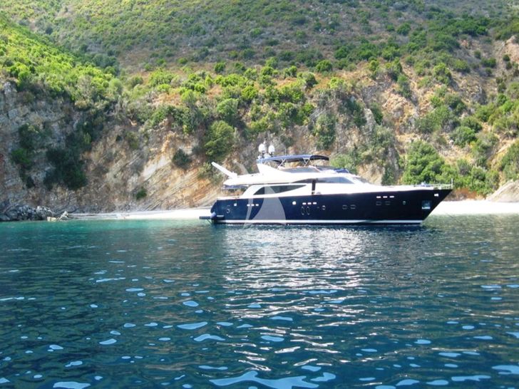 ATALANTI Guy Couach 96 - anchored near an island ATALANTI Guy Couach 96 - anchored near an island