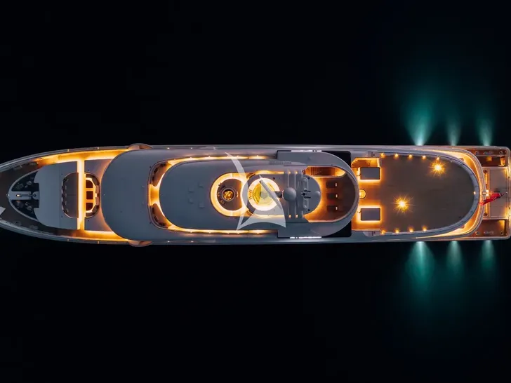 ATLAS Lurssen 74m - aerial shot at night ATLAS Lurssen 74m - aerial shot at night