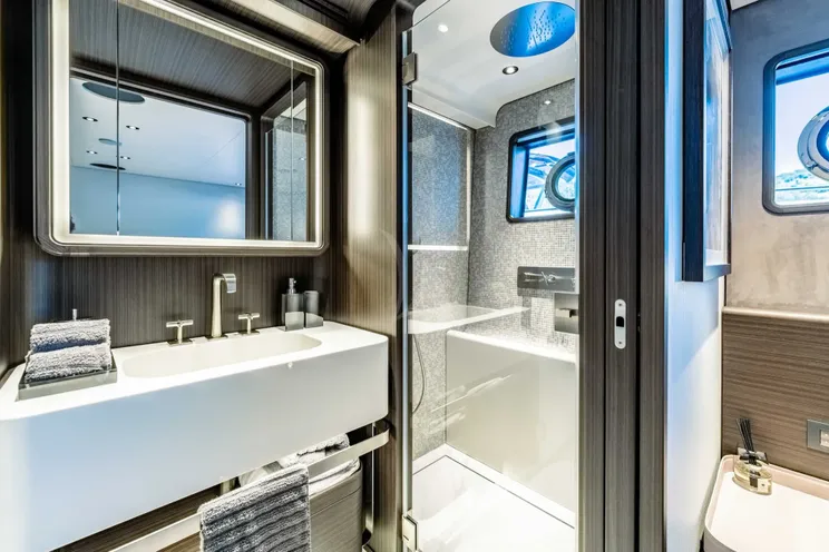 Charter Yacht AT ONE - Ferretti Custom Line Navetta 30 - 5 Cabins - Meganisi - Lefkas - Kefalonia - Corfu - Ionian Sea - Greece