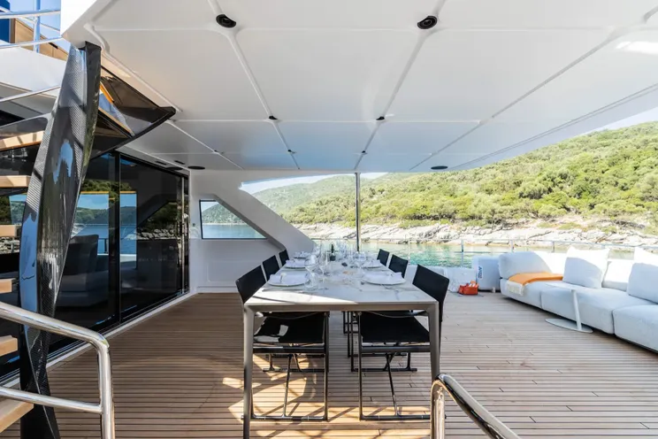 Charter Yacht AT ONE - Ferretti Custom Line Navetta 30 - 5 Cabins - Meganisi - Lefkas - Kefalonia - Corfu - Ionian Sea - Greece