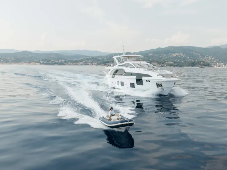AURA Azimut Grande 27m - cruising with the tender AURA Azimut Grande 27m - cruising with the tender
