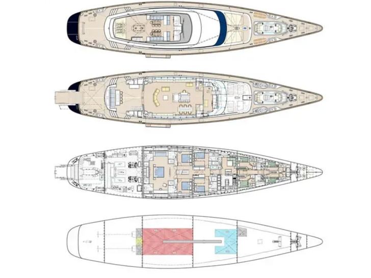 BARACUDA VALETTA Perini Navi Sailing Yacht 50m - layout BARACUDA VALETTA Perini Navi Sailing Yacht 50m - layout