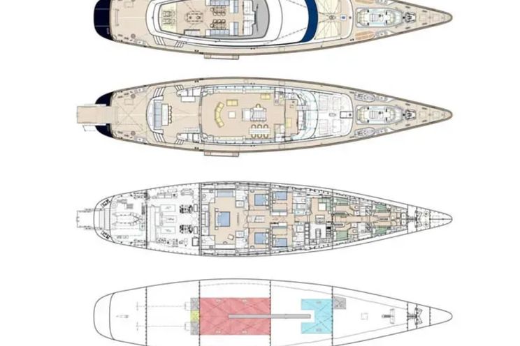 Layout for  BARACUDA VALETTA Perini Navi Sailing Yacht 50m - layout