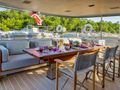 BARACUDA VALETTA Perini Navi Sailing Yacht 50m - aft deck dining area BARACUDA VALETTA Perini Navi Sailing Yacht 50m - aft deck dining area