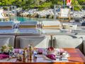 BARACUDA VALETTA Perini Navi Sailing Yacht 50m - alfresco dining set up BARACUDA VALETTA Perini Navi Sailing Yacht 50m - alfresco dining set up