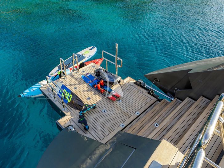 BARACUDA VALETTA Perini Navi Sailing Yacht 50m - swimming platform with water toys BARACUDA VALETTA Perini Navi Sailing Yacht 50m - swimming platform with water toys