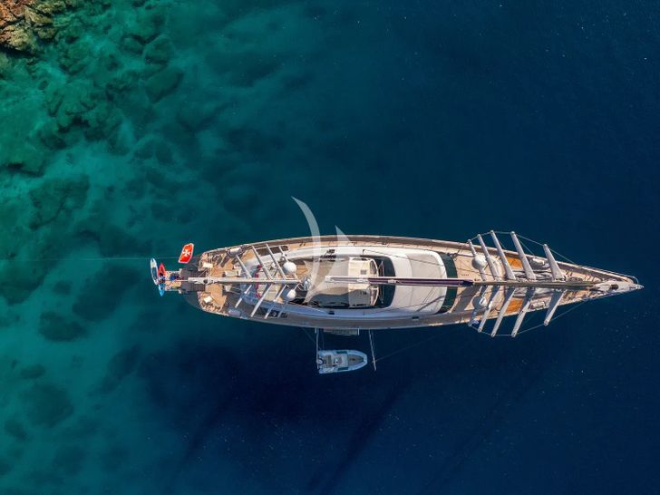 BARACUDA VALETTA Perini Navi Sailing Yacht 50m - top aerial shot BARACUDA VALETTA Perini Navi Sailing Yacht 50m - top aerial shot