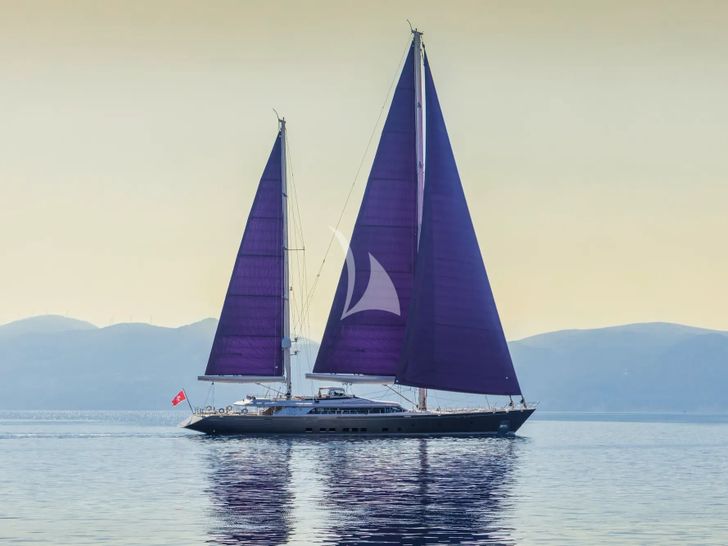 BARACUDA VALETTA Perini Navi Sailing Yacht 50m - whole side profile BARACUDA VALETTA Perini Navi Sailing Yacht 50m - whole side profile
