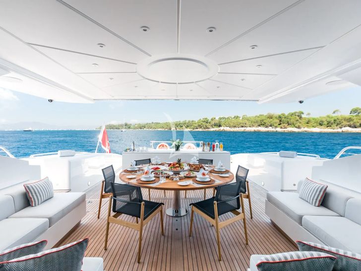 BEACHOUSE Mangusta 130 aft deck BEACHOUSE Mangusta 130 aft deck
