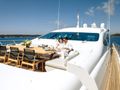 BEACHOUSE Mangusta 130 foredeck lounging and dining area BEACHOUSE Mangusta 130 foredeck lounging and dining area
