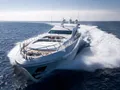 BEACHOUSE Mangusta 130 - cruising bow view BEACHOUSE Mangusta 130 - cruising bow view