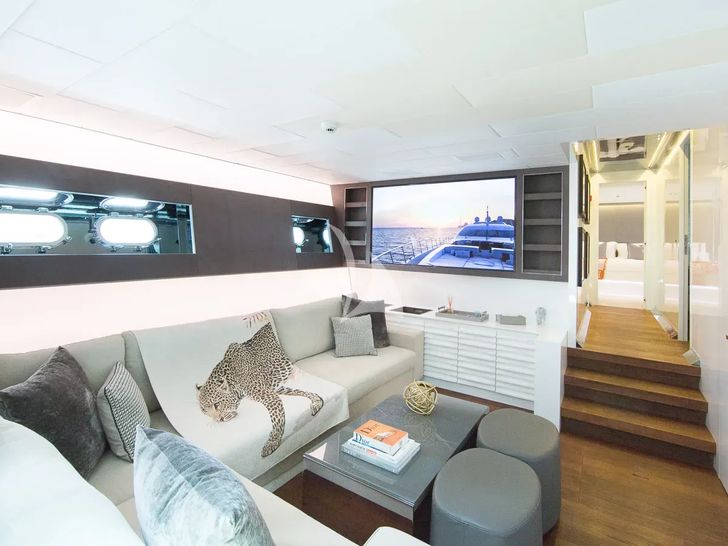 BEACHOUSE Mangusta 130 - lower saloon TV lounge BEACHOUSE Mangusta 130 - lower saloon TV lounge