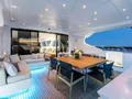 BEACHOUSE Mangusta 130 - main aft deck dining area BEACHOUSE Mangusta 130 - main aft deck dining area