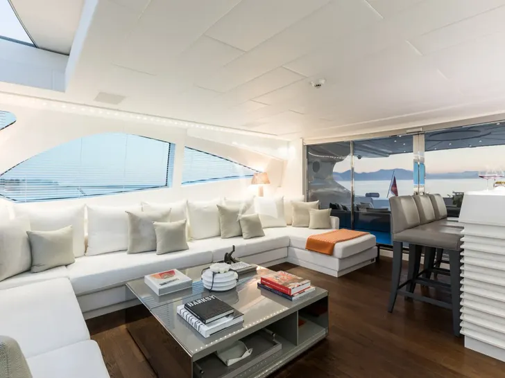 BEACHOUSE Mangusta 130 - main saloon lounge BEACHOUSE Mangusta 130 - main saloon lounge