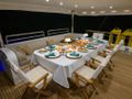 BELGIN SULTAN Custom Sailing Yacht 35m - alfresco dining set up BELGIN SULTAN Custom Sailing Yacht 35m - alfresco dining set up