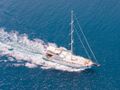BELGIN SULTAN Custom Sailing Yacht 35m - cruising aerial shot BELGIN SULTAN Custom Sailing Yacht 35m - cruising aerial shot