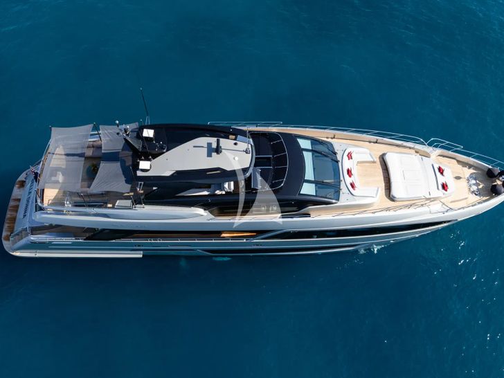 BELLA DONNA Riva Dolcevita 110 - anchored aerial shot BELLA DONNA Riva Dolcevita 110 - anchored aerial shot