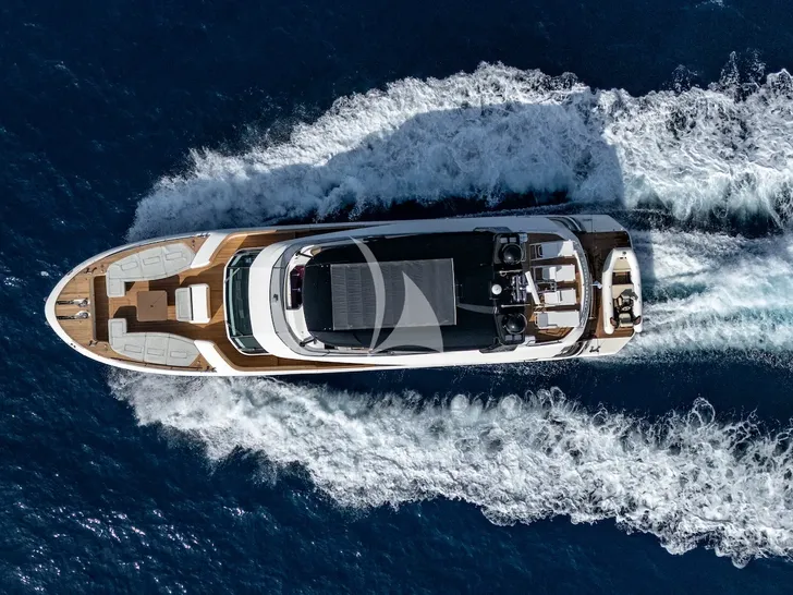 BELLA LUNA Monte Carlo 26m - cruising top aerial shot BELLA LUNA Monte Carlo 26m - cruising top aerial shot