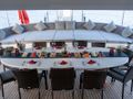 BELLA MARE 38m Custom Gulet - alfresco dining set up BELLA MARE 38m Custom Gulet - alfresco dining set up
