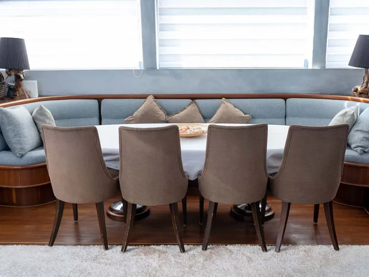 BELLA MARE 38m Custom Gulet - indoor seating and dining area BELLA MARE 38m Custom Gulet - indoor seating and dining area