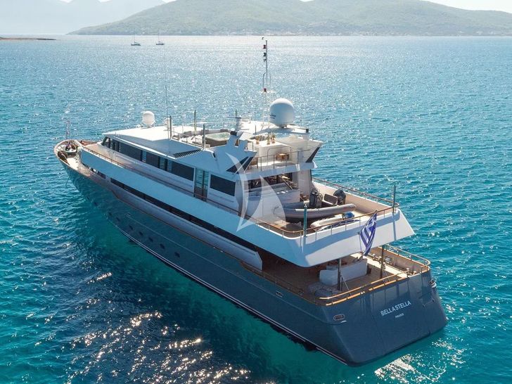 BELLA STELLA CRN Ancona 45m - anchored aft view BELLA STELLA CRN Ancona 45m - anchored aft view