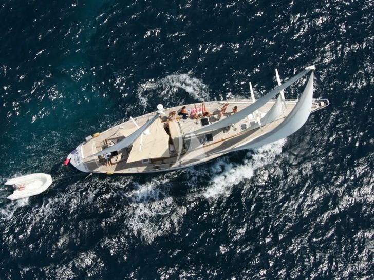 BERNIC II CNB Ketch 22m - sailing aerial shot BERNIC II CNB Ketch 22m - sailing aerial shot