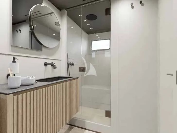 BESTIA Sanlorenzo SP110 - VIP cabin 1 bathroom BESTIA Sanlorenzo SP110 - VIP cabin 1 bathroom