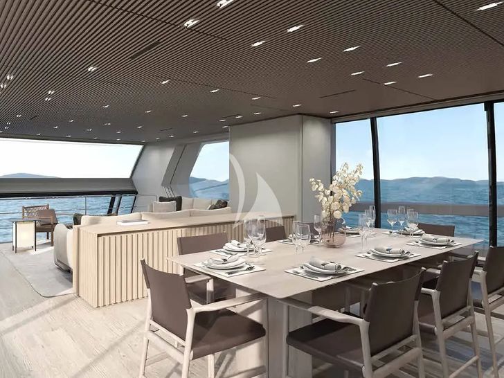 BESTIA Sanlorenzo SP110 - indoor dining area BESTIA Sanlorenzo SP110 - indoor dining area