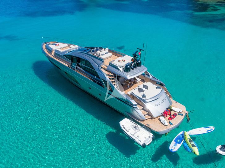 BEYOND Pershing 8X anchored with water toys BEYOND Pershing 8X anchored with water toys