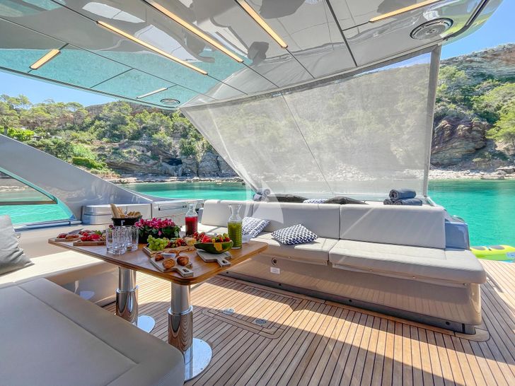 BEYOND Pershing 8X aft deck dining area BEYOND Pershing 8X aft deck dining area