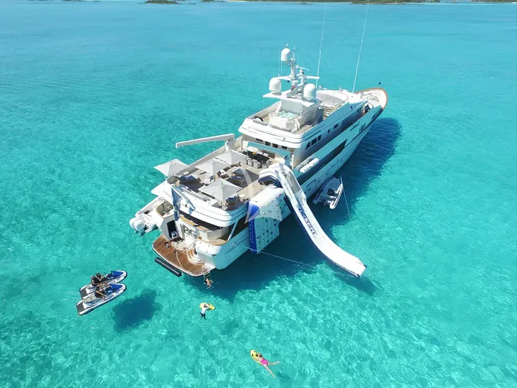 BG Feadship 46m - aerial shot while anchored with the water toys BG Feadship 46m - aerial shot while anchored with the water toys