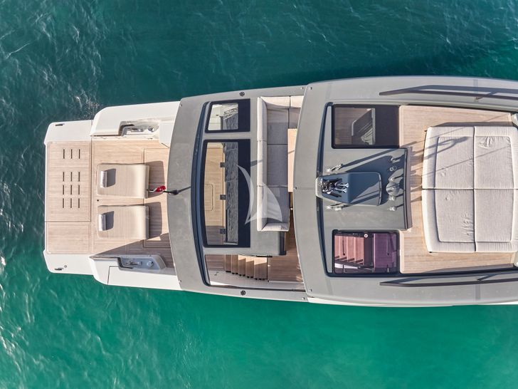 DUCHESS Bluegame BGX63 - aerial aft shot DUCHESS Bluegame BGX63 - aerial aft shot