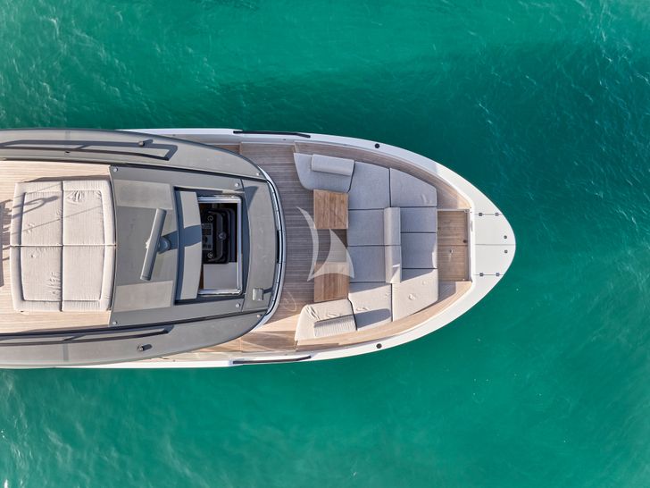 BGX63 Bluegame Yacht aerial shot of the foredeck