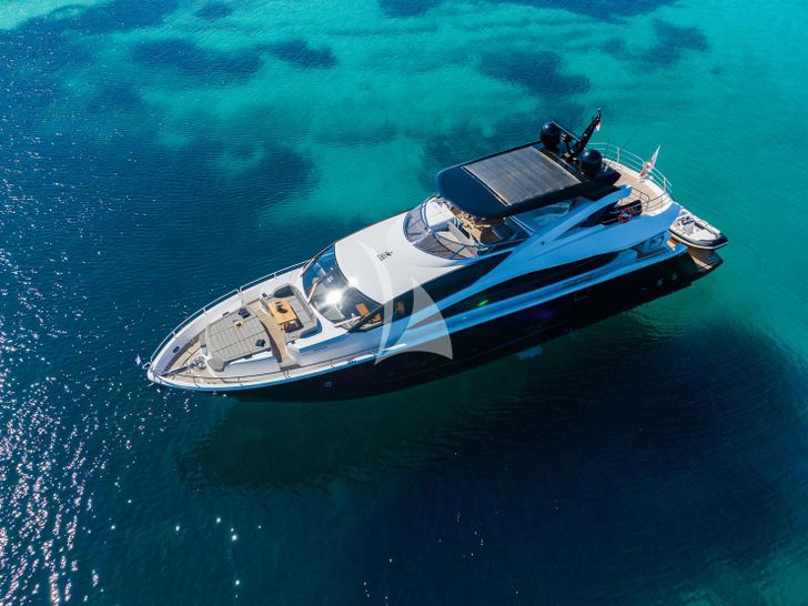 BLACK MAMBA Sunseeker 86 Yacht - aerial top shot BLACK MAMBA Sunseeker 86 Yacht - aerial top shot