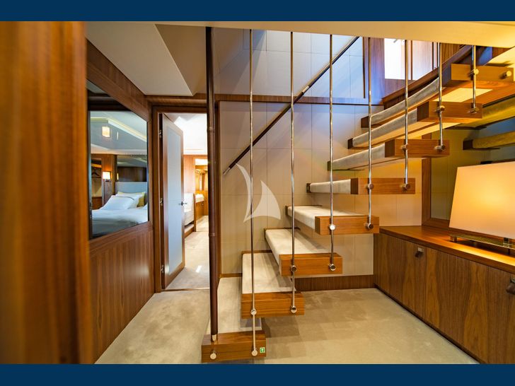 BLACK MAMBA Sunseeker 86 Yacht staircase to the cabins