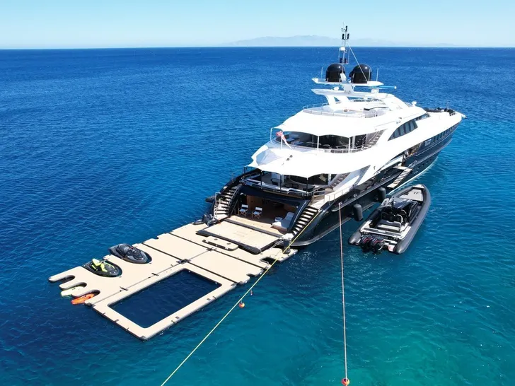 BLISS Heesen 44m - anchored with the water toys BLISS Heesen 44m - anchored with the water toys