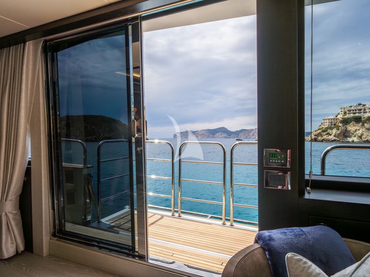 BLUE INFINITY ONE Sunseeker 95 Yacht balcony shot from the inside BLUE INFINITY ONE Sunseeker 95 Yacht balcony shot from the inside