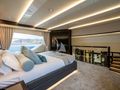 BLUE INFINITY ONE Sunseeker 95 Yacht master cabin bed and TV