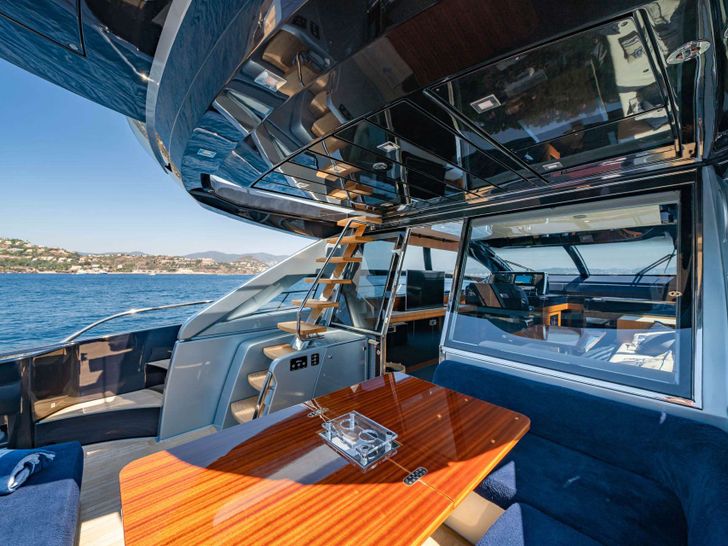 BLUE SHARK Riva 66 Ribelle - aft alfresco dining area BLUE SHARK Riva 66 Ribelle - aft alfresco dining area