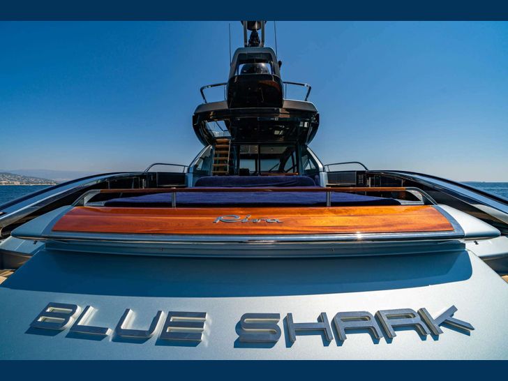BLUE SHARK Riva 66 Ribelle aft with logo