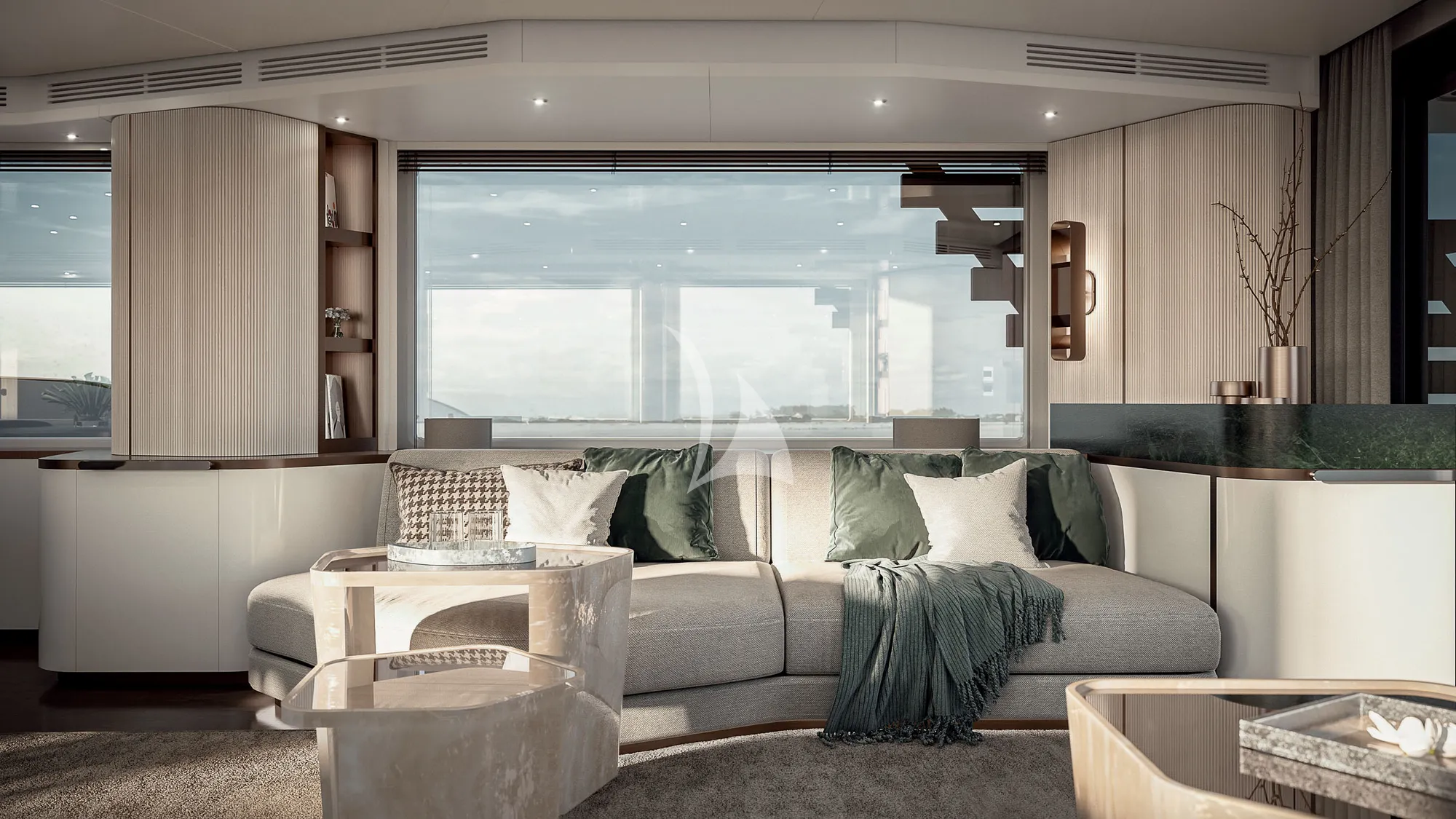 BLUE EYES Azimut Magellano 25M - saloon couch