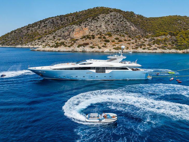 BLUE MOON Admiral 44m - anchored with the water toys BLUE MOON Admiral 44m - anchored with the water toys
