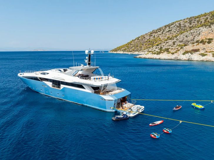 BLUE MOON Admiral 44m - anchored with the water toys BLUE MOON Admiral 44m - anchored with the water toys